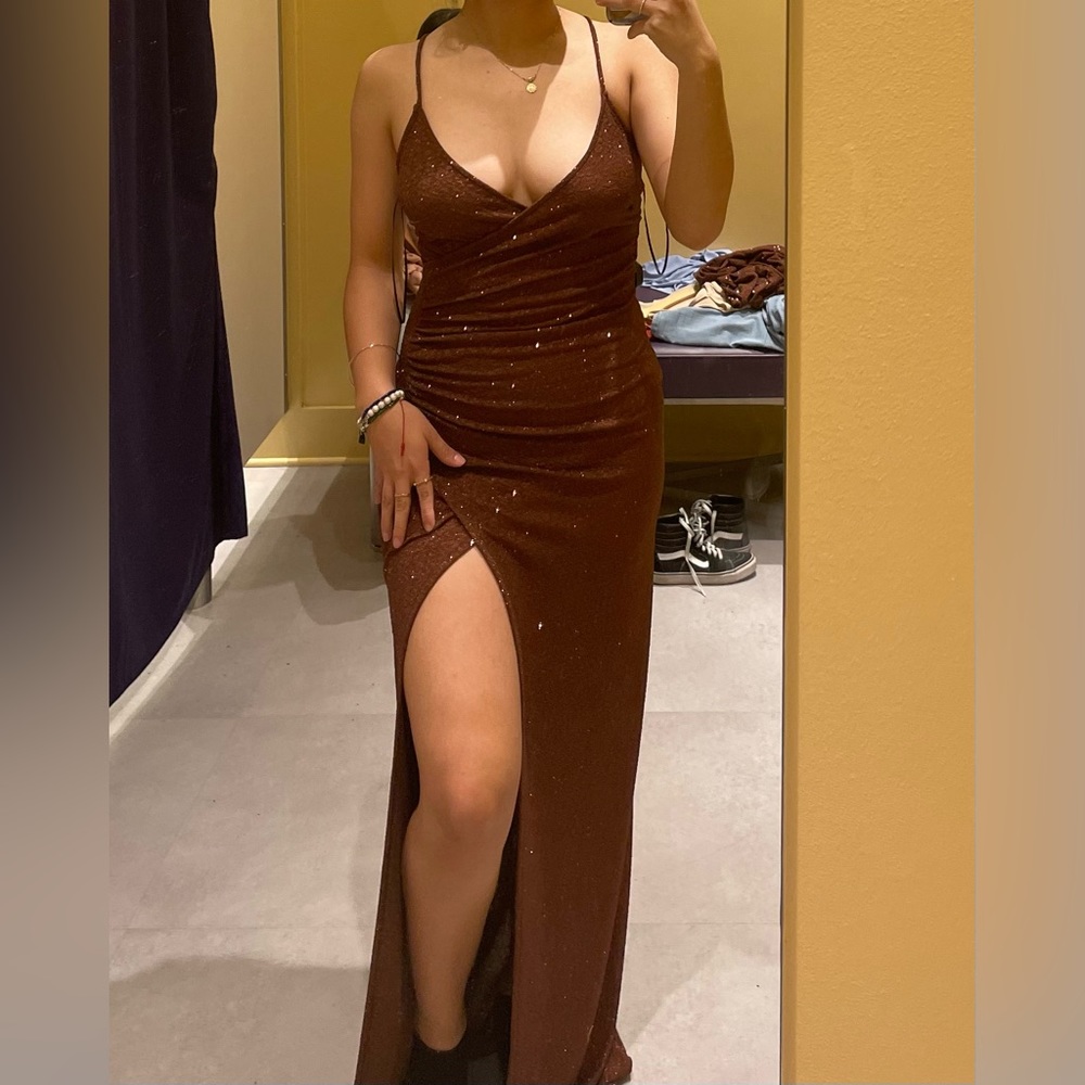 Windsor - Formal Brown Glittered Dress